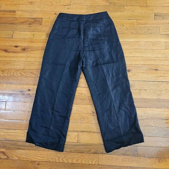 J. Crew Navy Wide Leg Cropped Linen Pants Size 4 - Picture 3 of 9